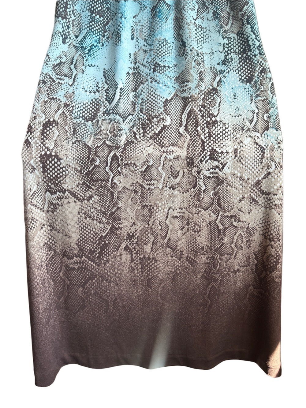 White House Black Market Blue Brown Snake Print Halter Dress Large - Picture 7 of 9